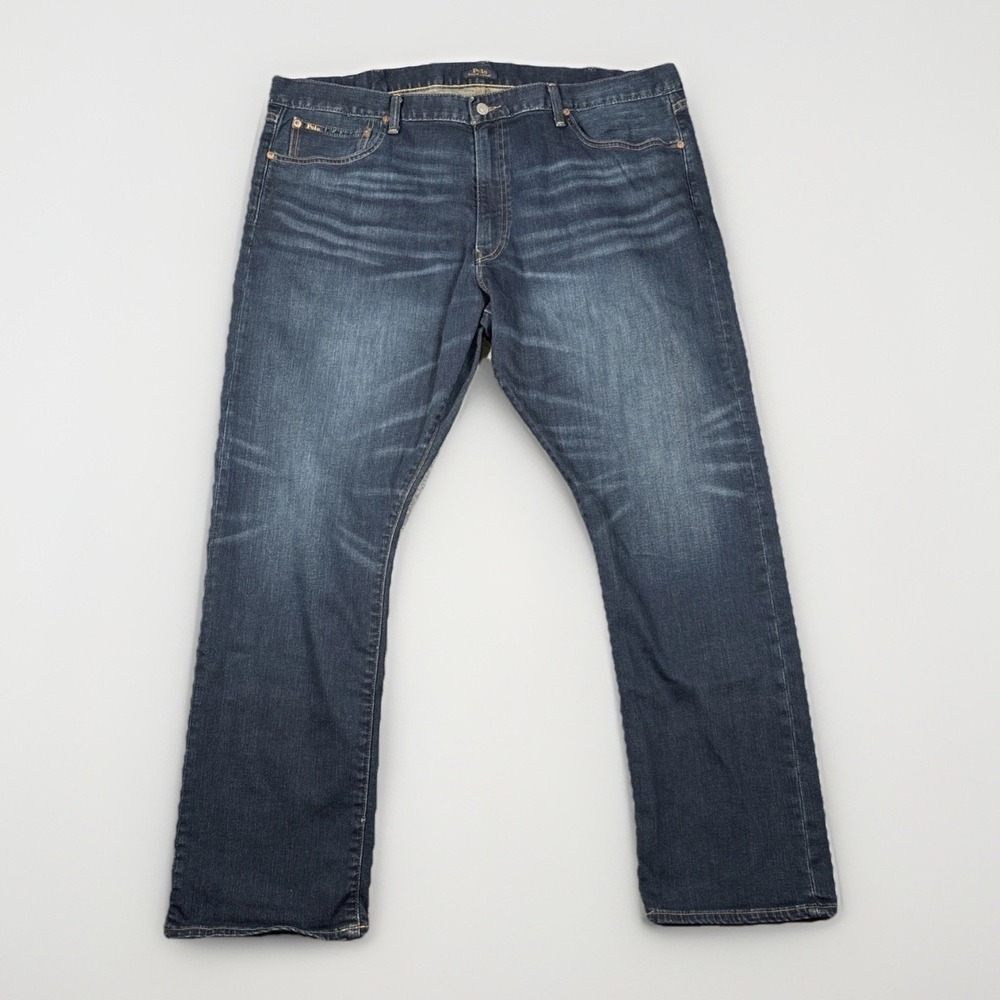 Polo Ralph Lauren Varick Slim Straight Jeans Mens 42x32 Blue Dark Wash Denim